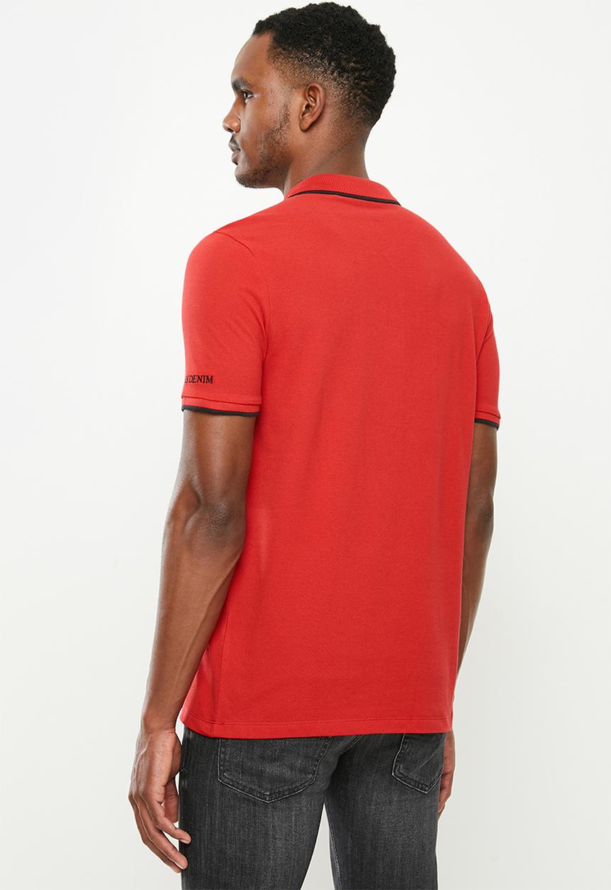 GUESS - Short sleeve guess tipping polo - red