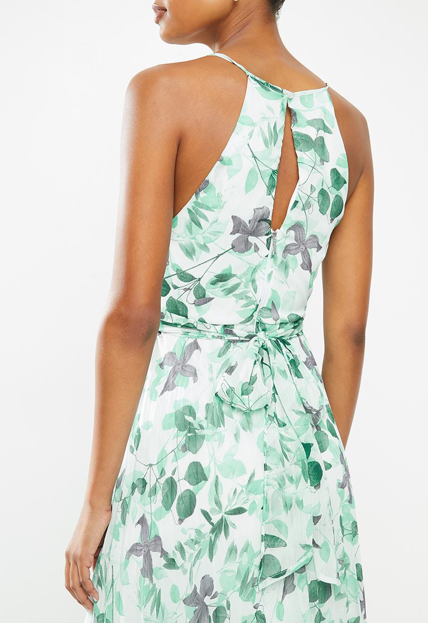 MILLA - Halter pleated midi dress - green