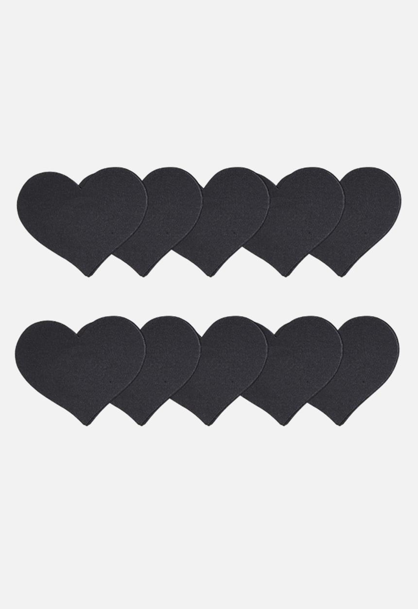 Up-Tape - Jet black heart 5 pair nipple pastie set - black