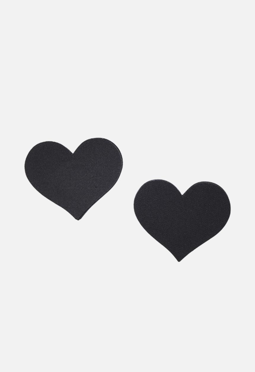 Up-Tape - Jet black heart 5 pair nipple pastie set - black