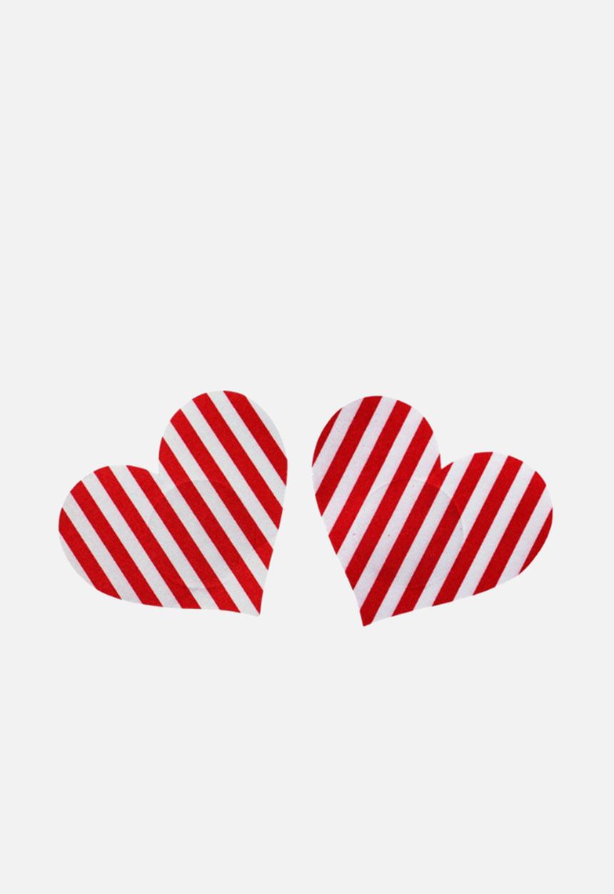 Up-Tape - Candy heart 5 pair nipple pastie set - candy strip red