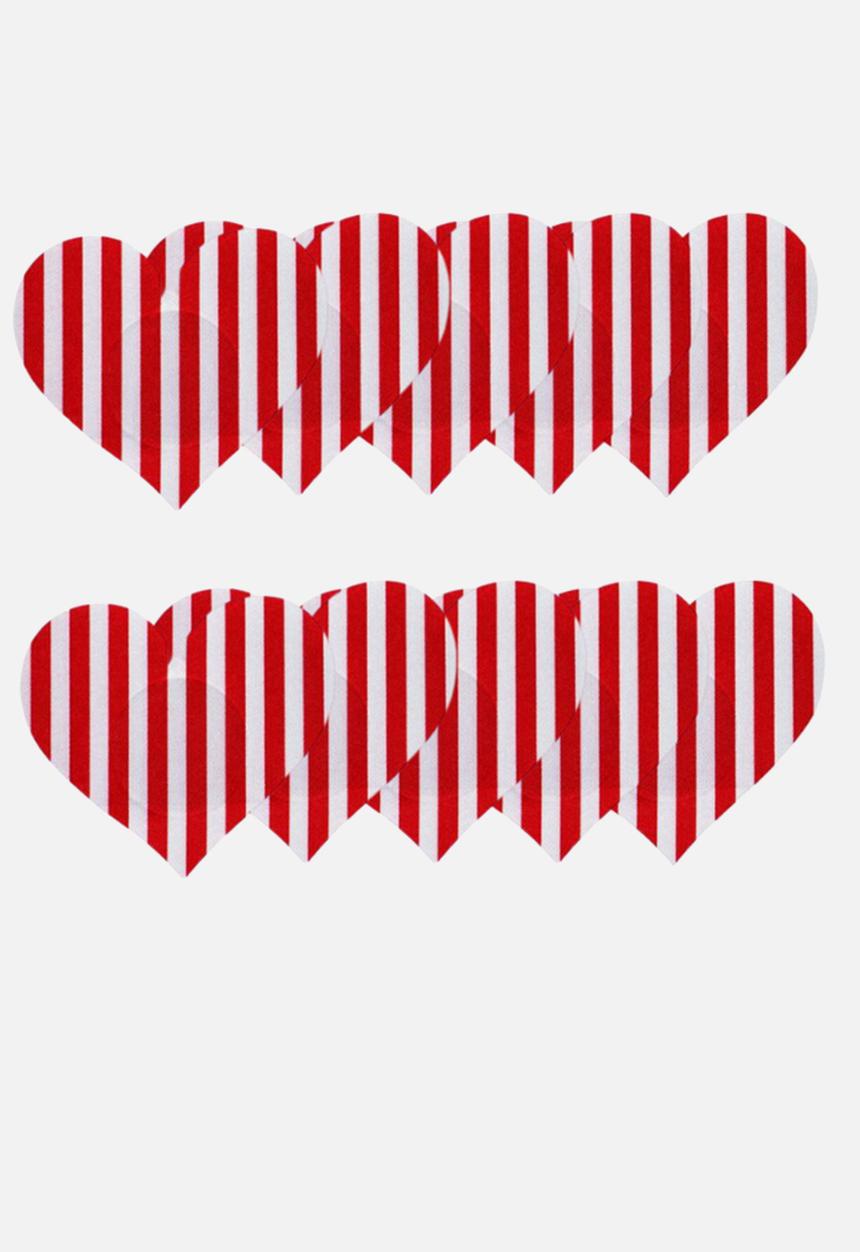 Up-Tape - Candy heart 5 pair nipple pastie set - candy strip red
