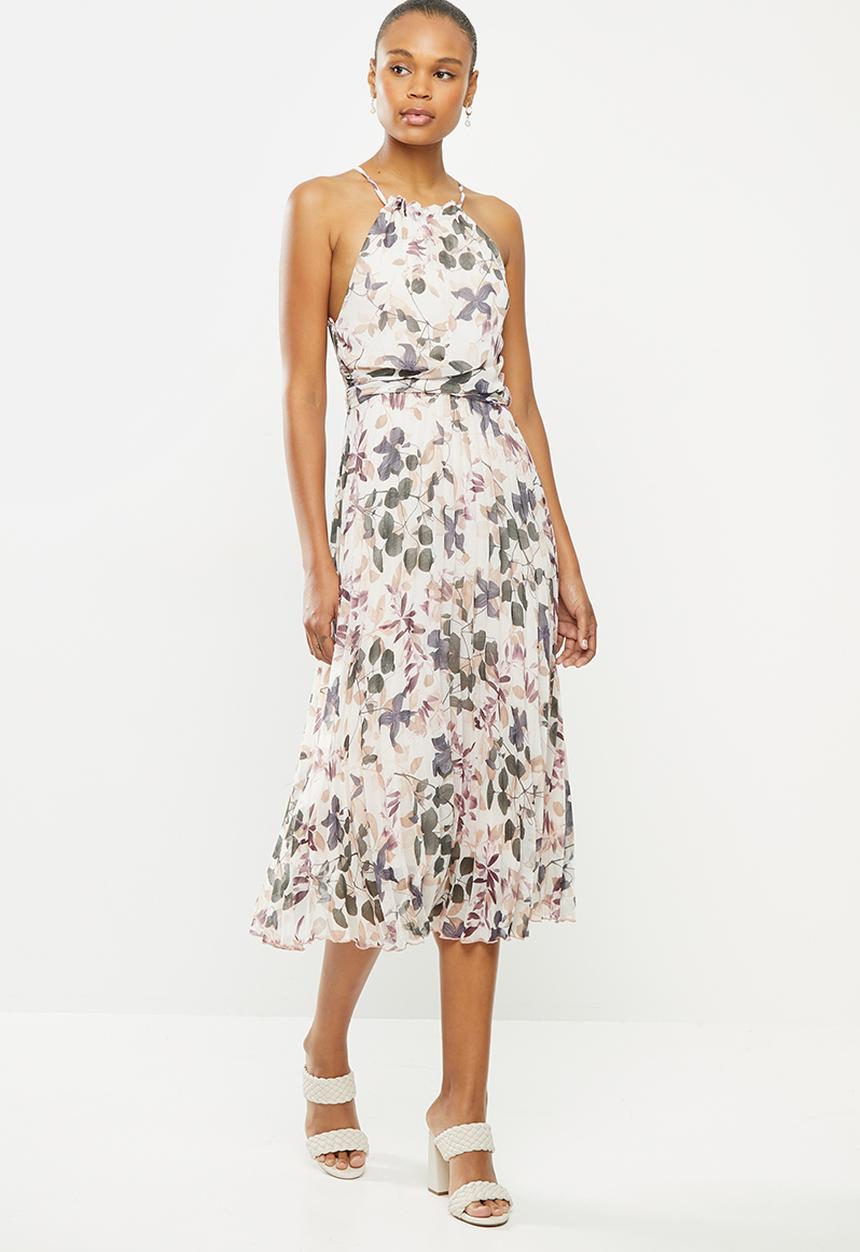 MILLA - Halter pleated midi dress - pink