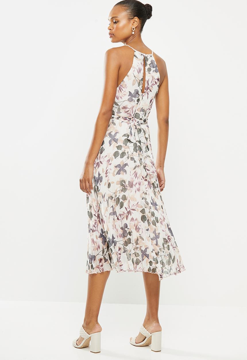 MILLA - Halter pleated midi dress - pink