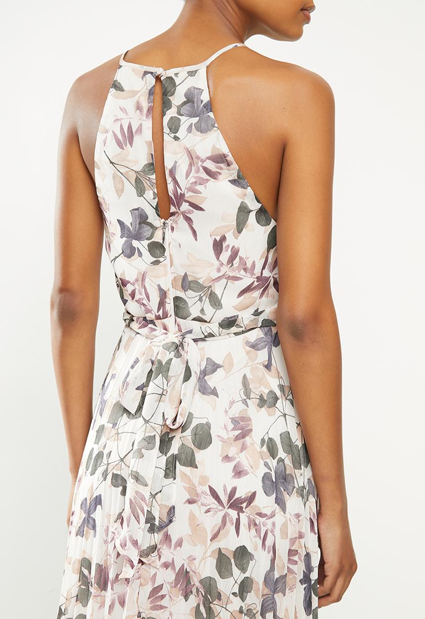 MILLA - Halter pleated midi dress - pink