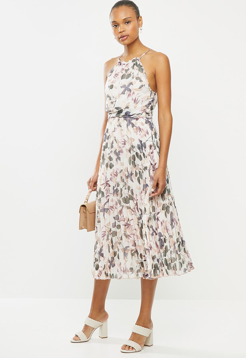 MILLA - Halter pleated midi dress - pink
