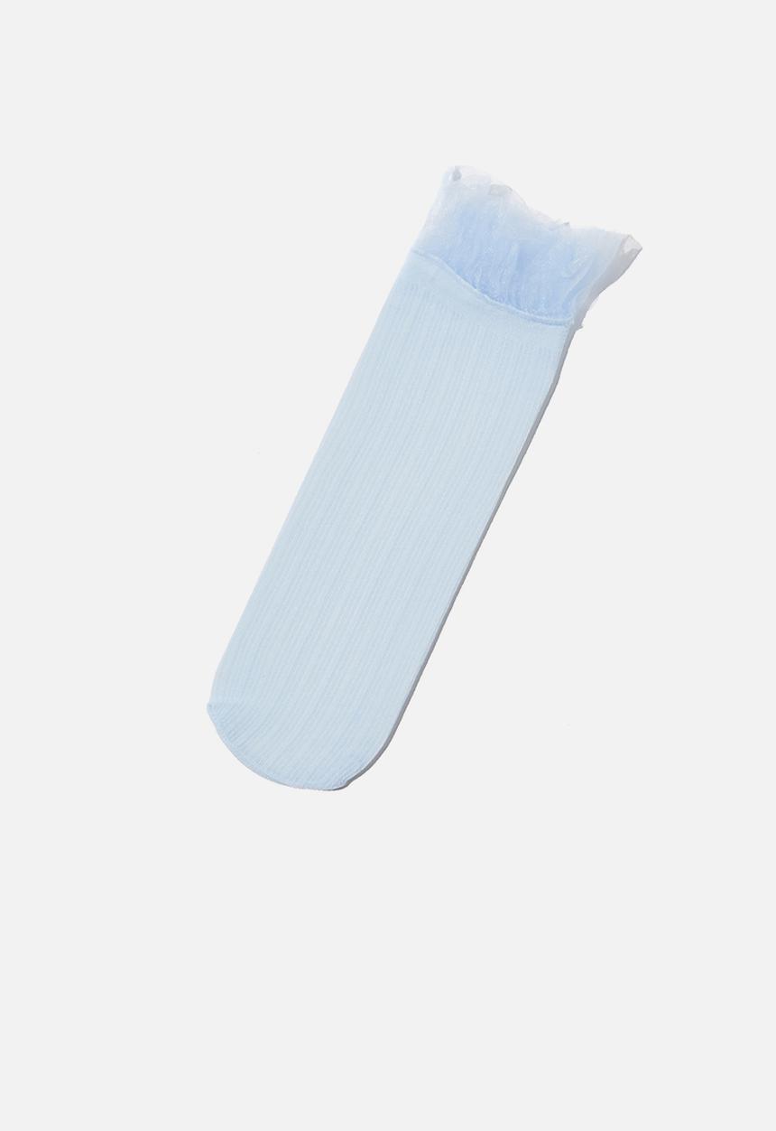 Cotton On - Sheer frilled ankle sock - pale blue