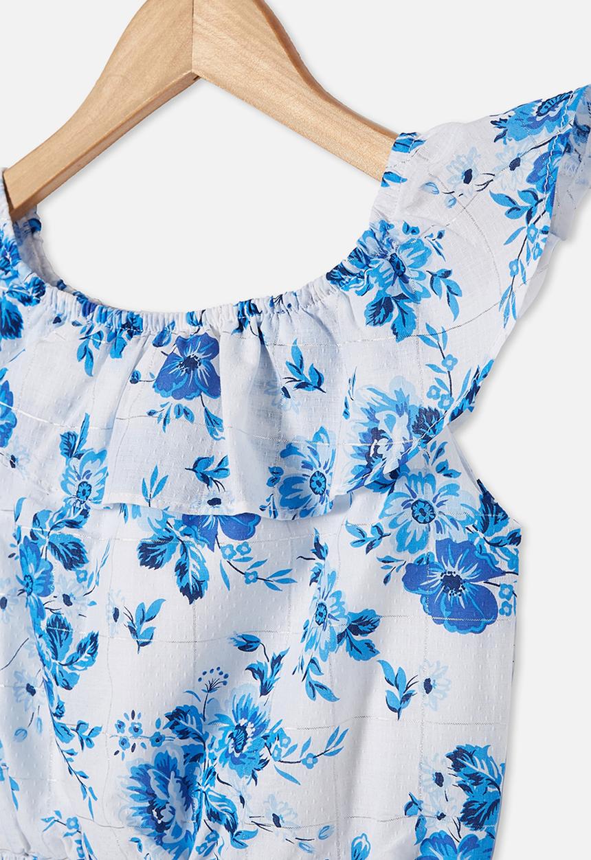 Cotton On - Gemima ruffle top - white/traditional ditsy floral