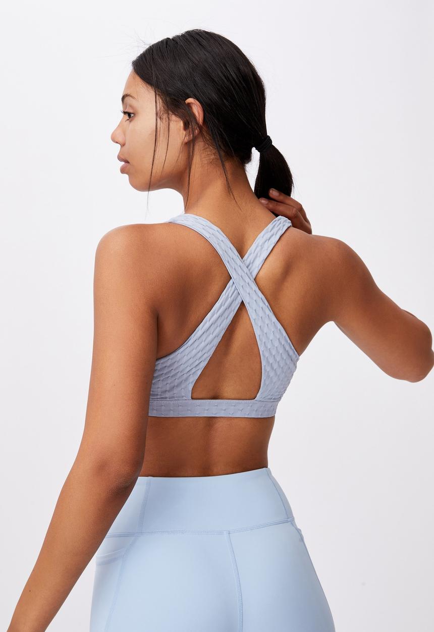 Cotton On - Workout cut out crop - baltic blue texture