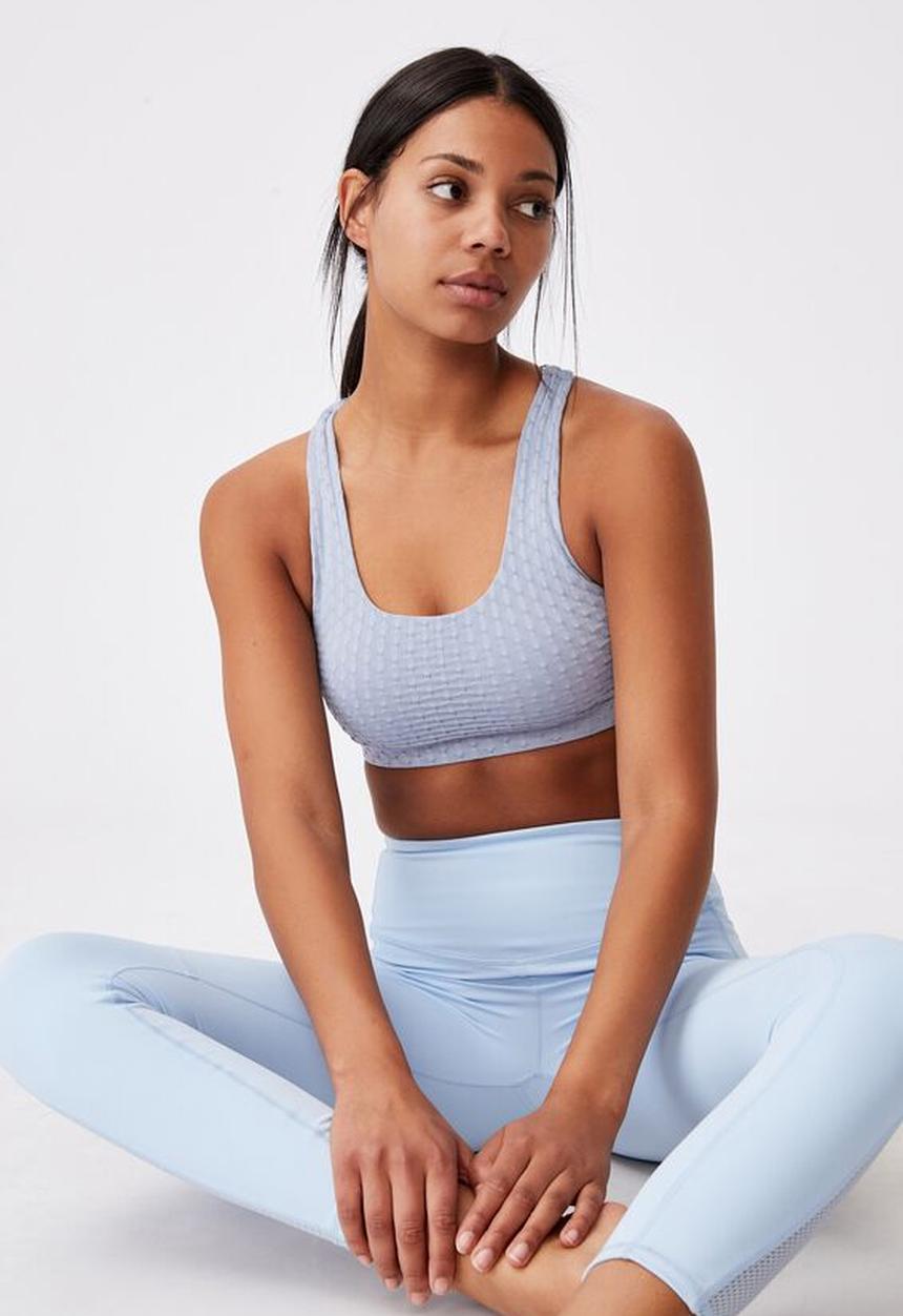 Cotton On - Workout cut out crop - baltic blue texture