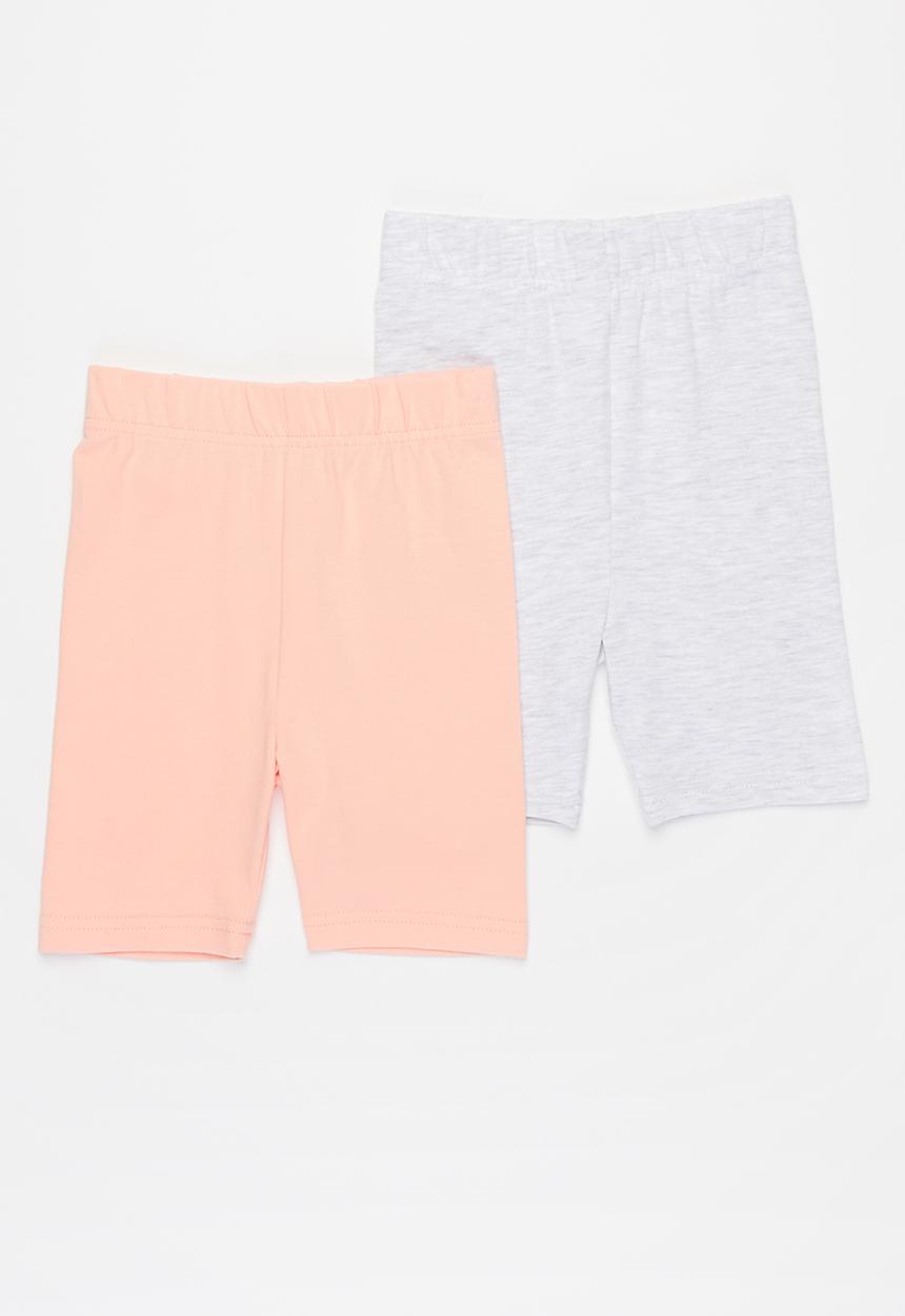 Pop Candy - 2 Pack biker leggings - peach & grey 