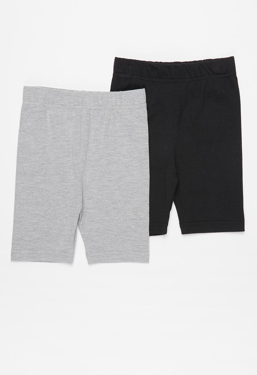 Pop Candy - 2 Pack biker leggings - black & grey 