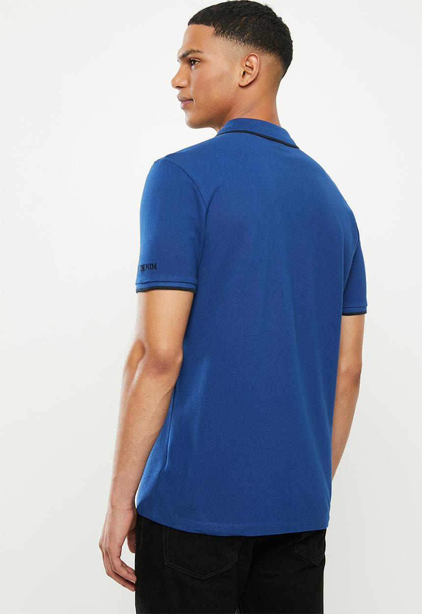 GUESS - Short sleeve Guess tipping polo - blue
