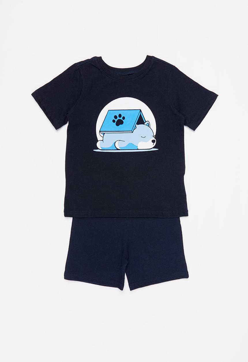 Pop Candy - Boys shorts & tee pj set - navy