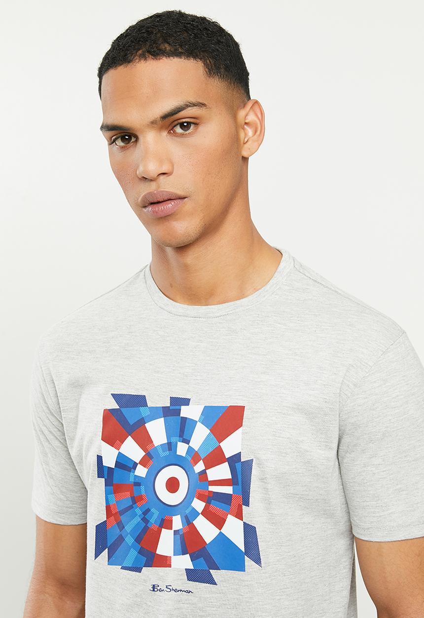 Ben Sherman - Shattered target print tee - grey