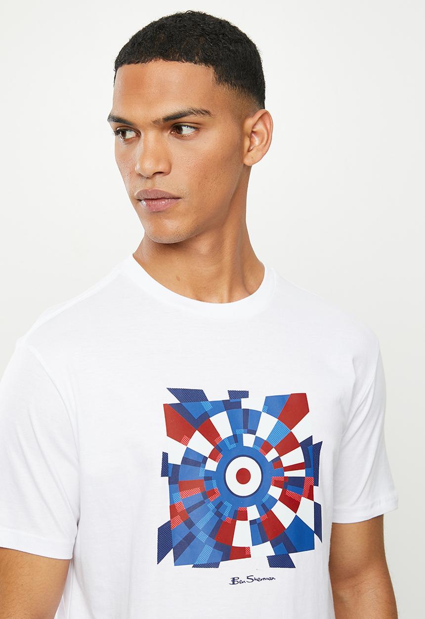 Ben Sherman - Shattered target print tee - white