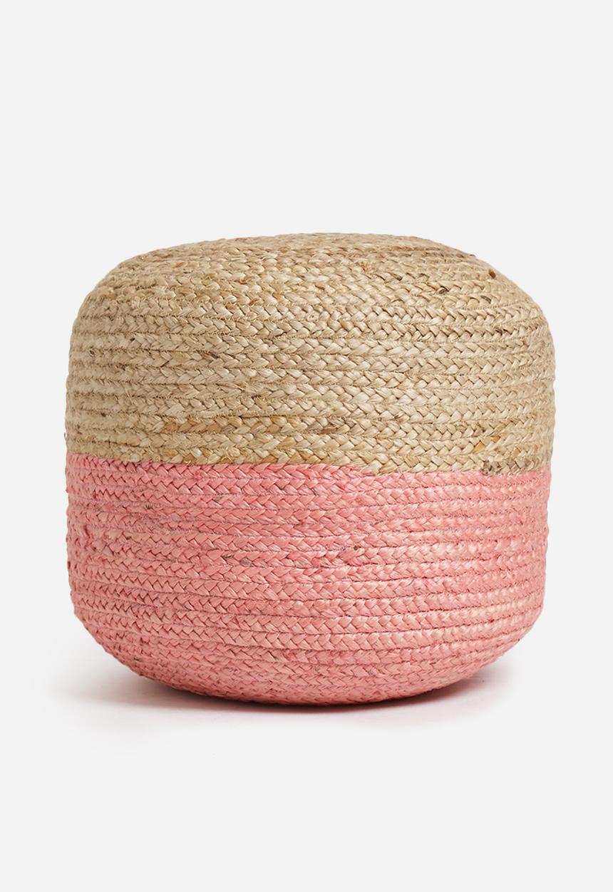 Sixth Floor - Jute colour block ottoman - pink