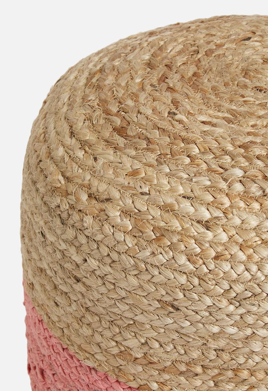Sixth Floor - Jute colour block ottoman - pink