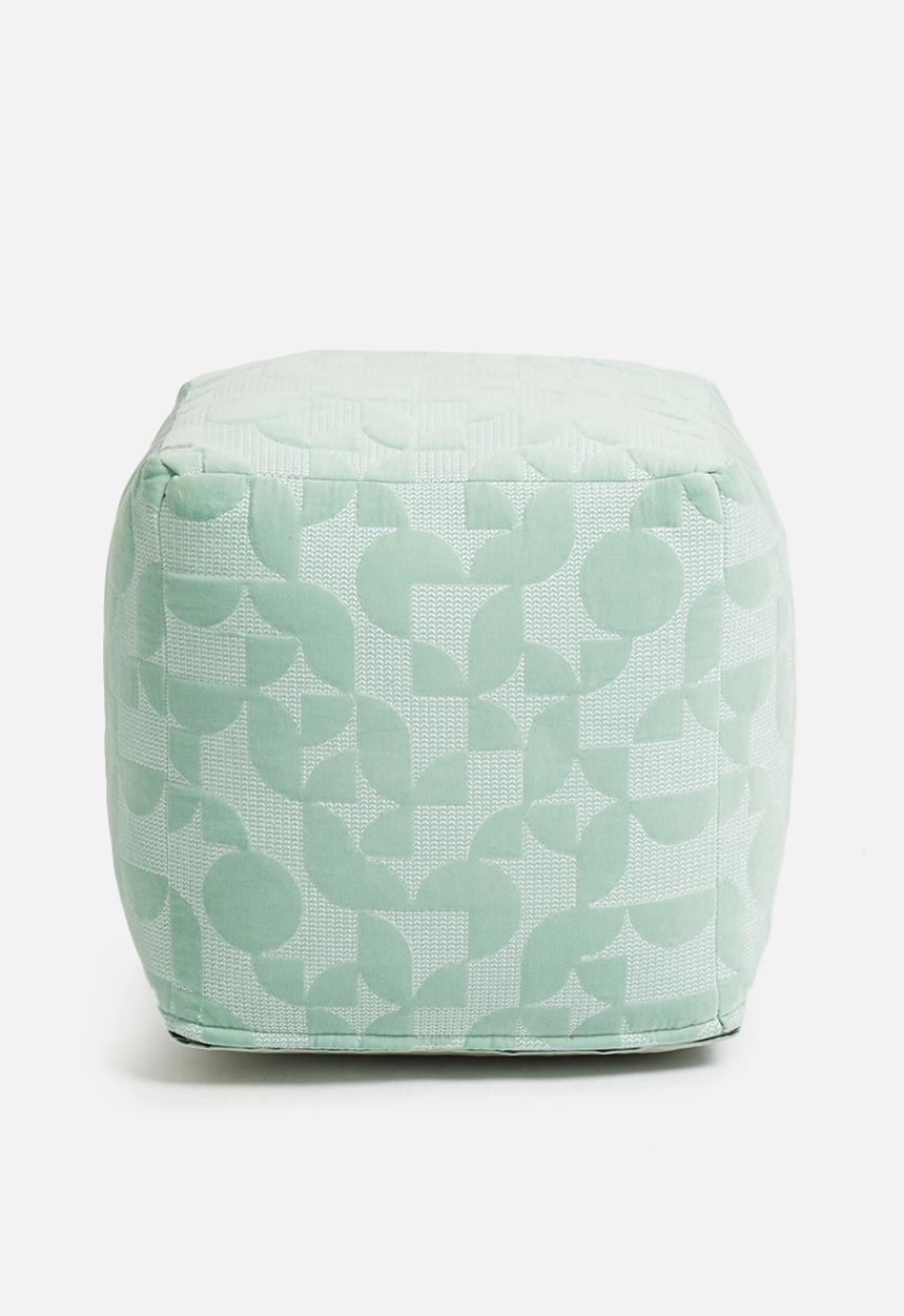 Sixth Floor - Geo block ottoman - seafoam