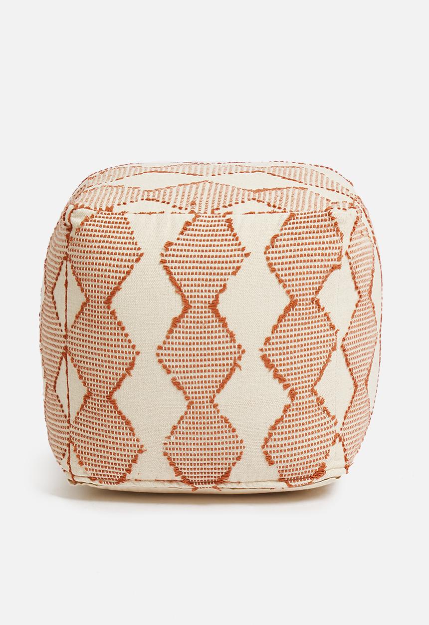 Sixth Floor - Diamond weave ottoman - cream & rust