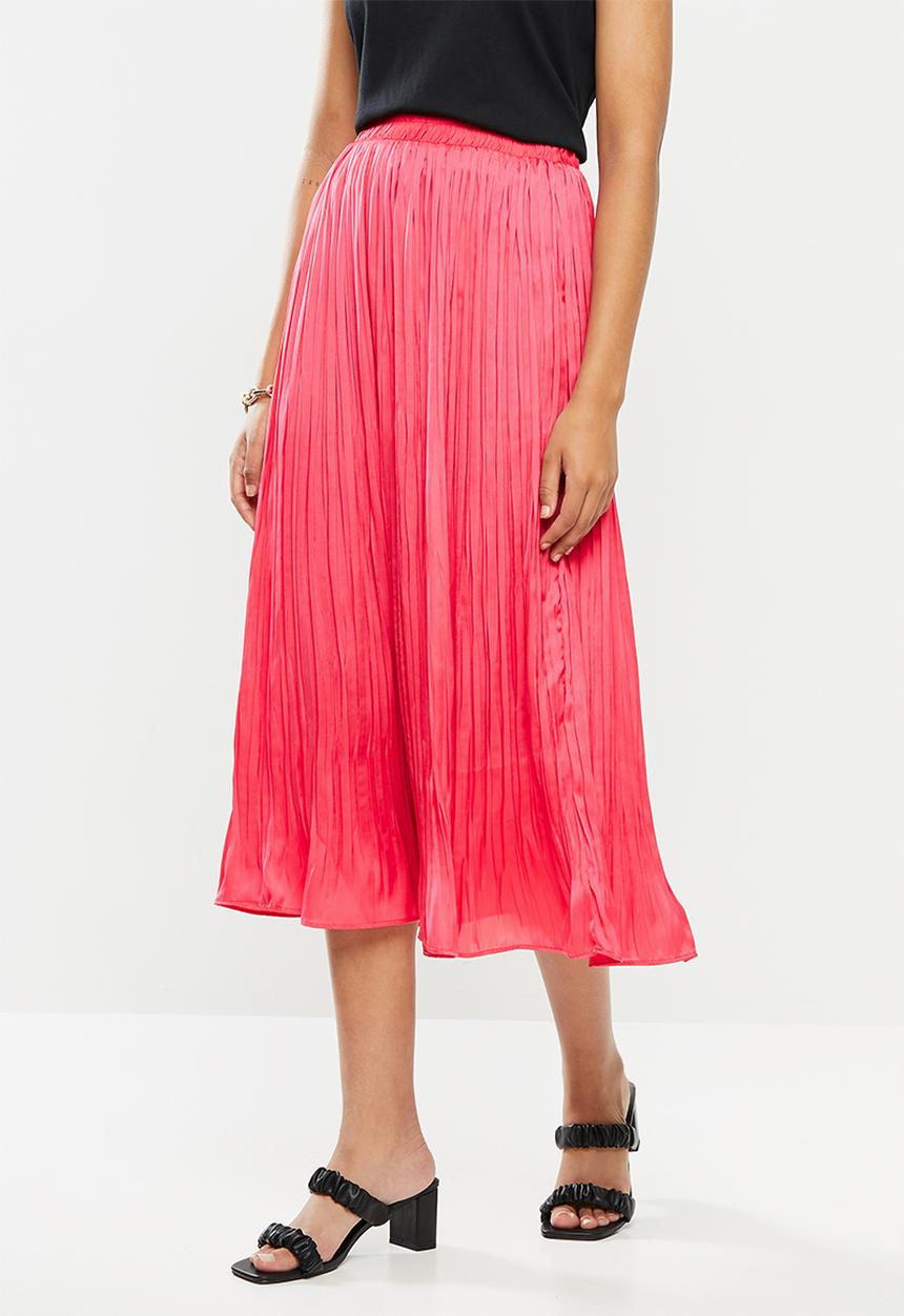 VELVET - Crush pleated midi skirt - pink