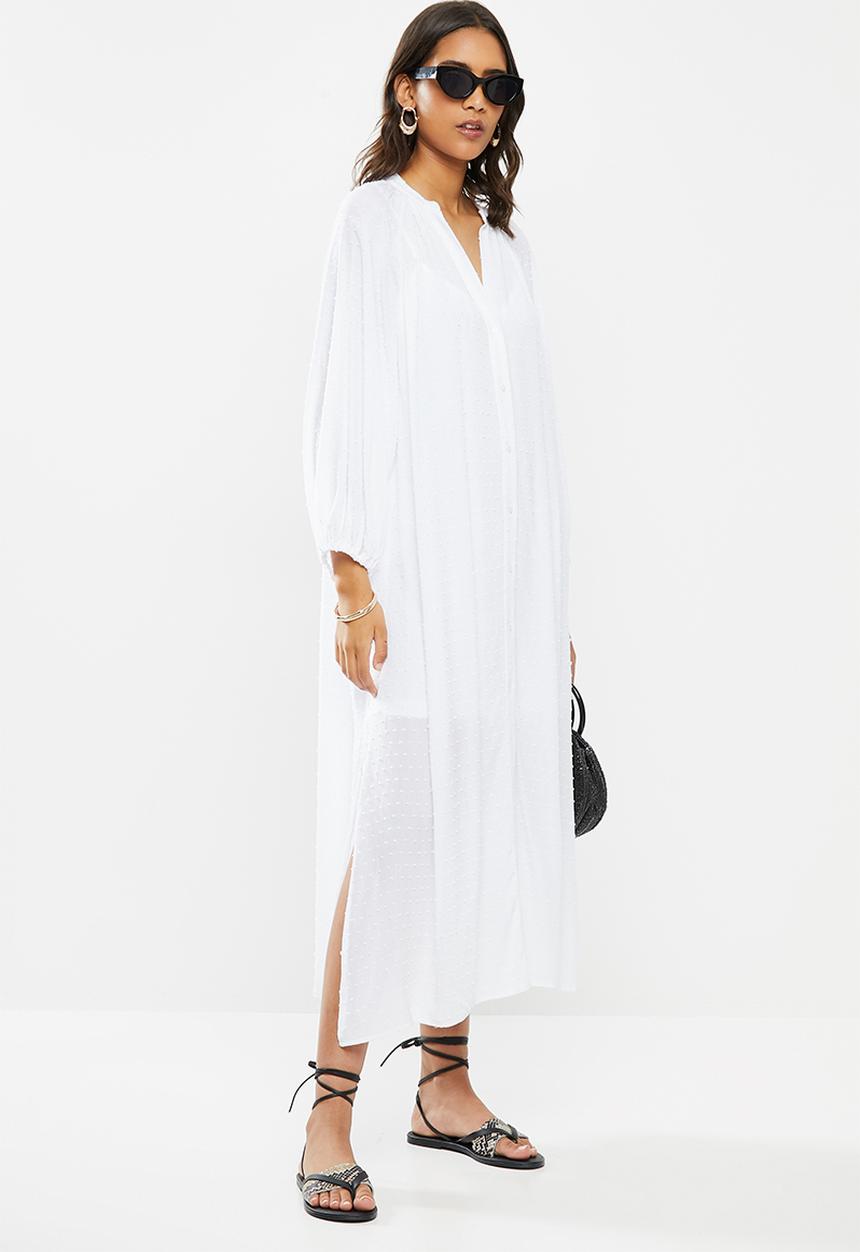 VELVET - Dobby kaftan midi dress - white