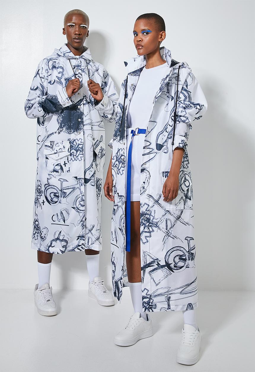Thebe Magugu extra curricular  x CLD - Thebe Magugu extra curricular  x CLD parka - white