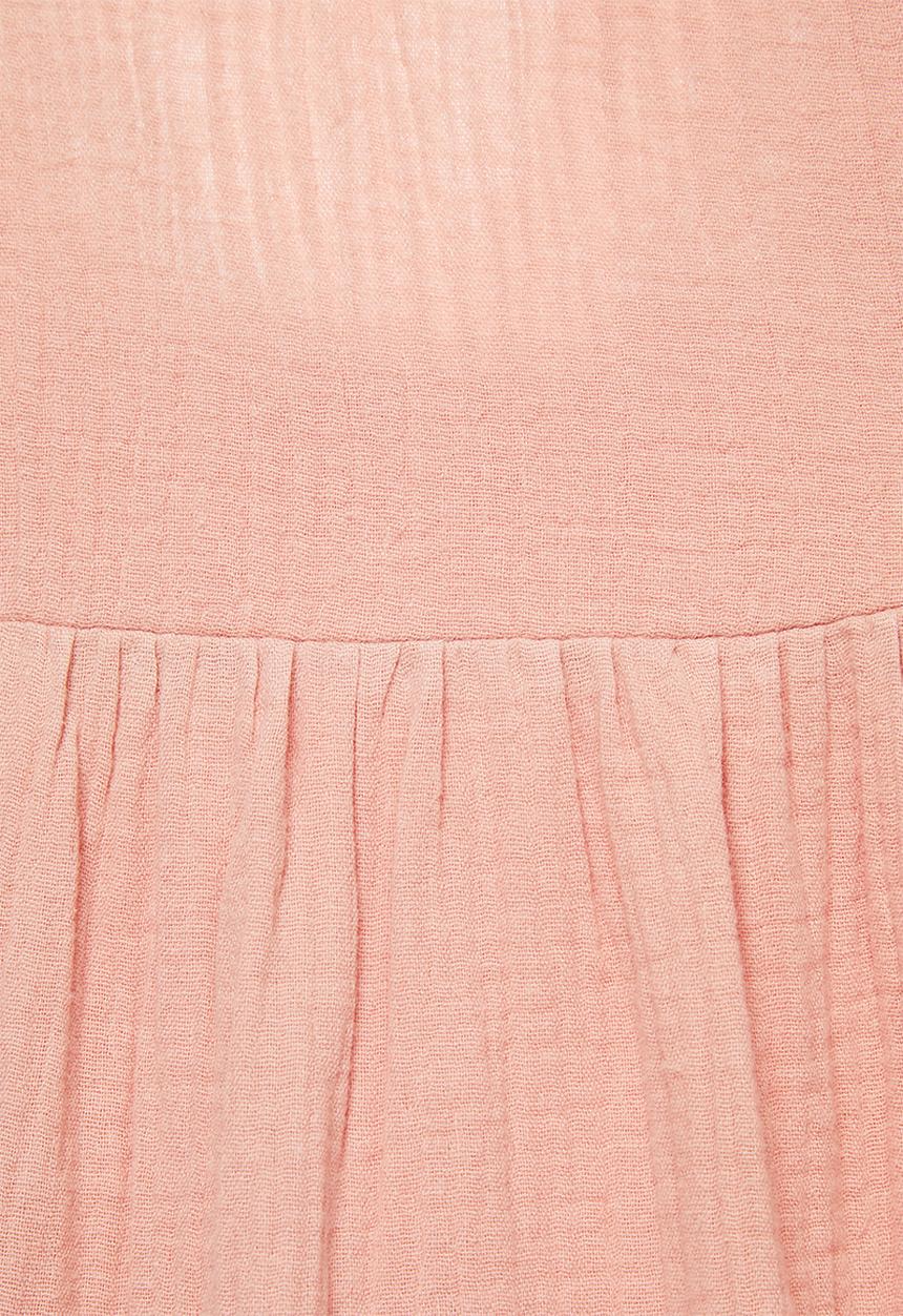 VELVET - Textured cotton blend lace back tiered dress - rose