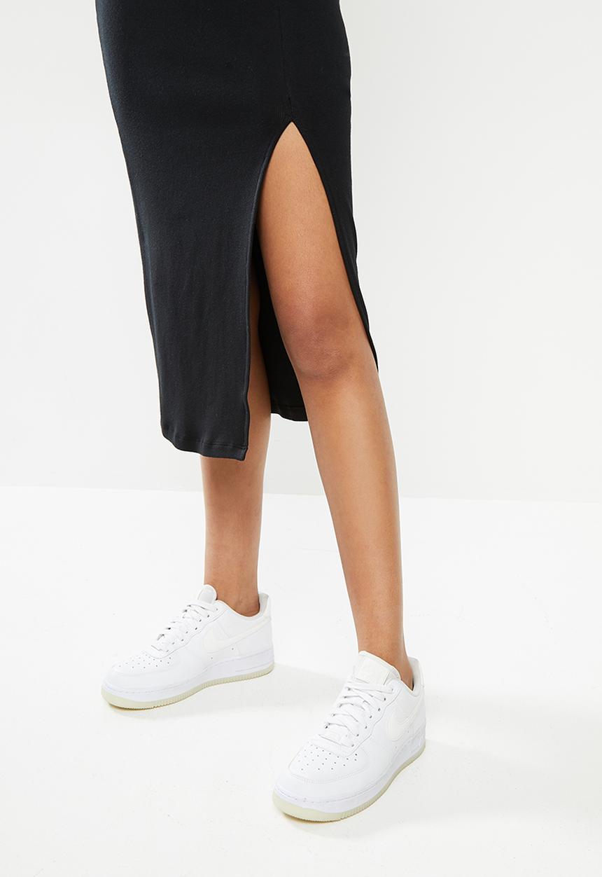Blake - Ribbed midi slit skirt - black