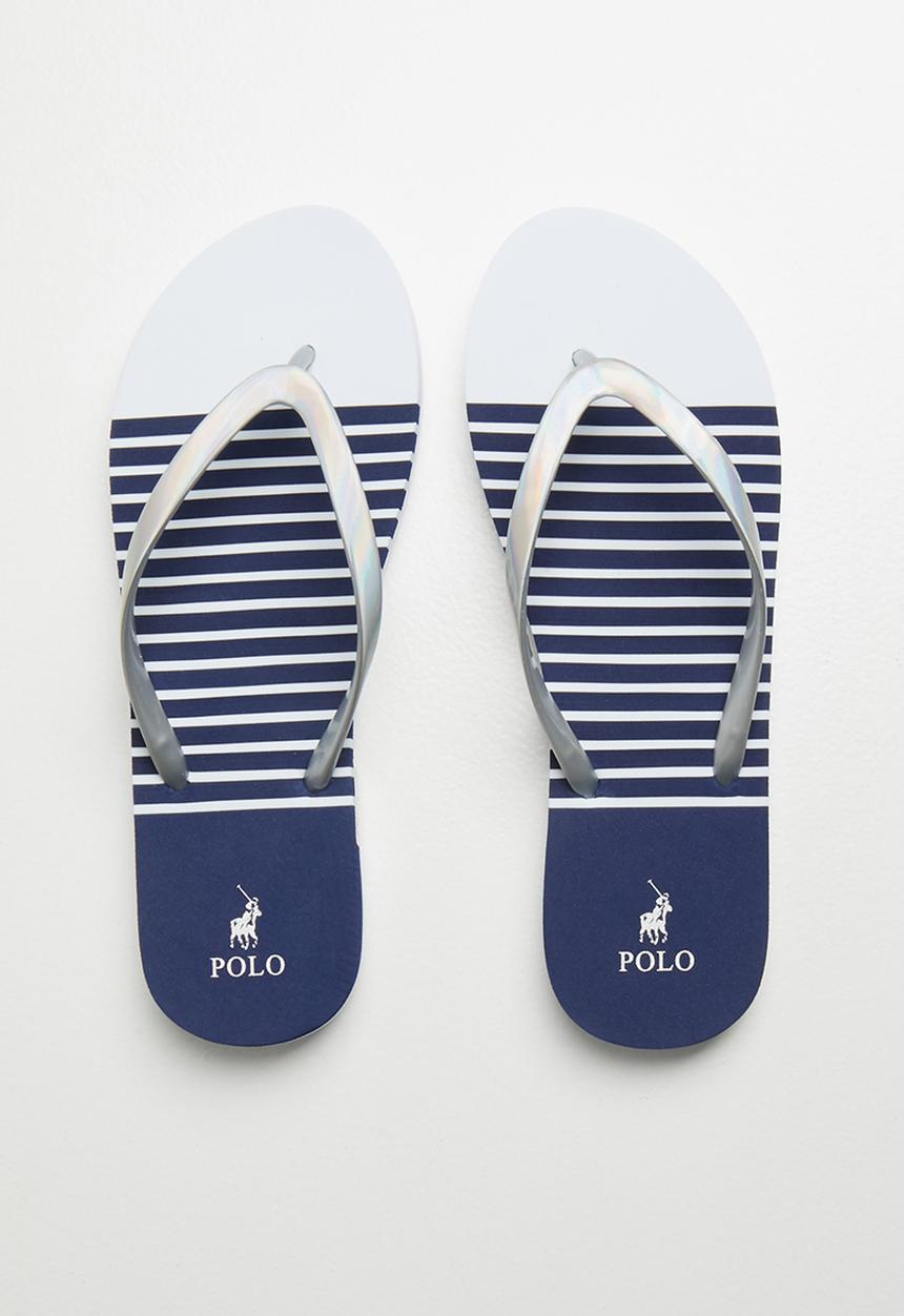 POLO - Audrey metallic stripe flip flop - silver & blue 