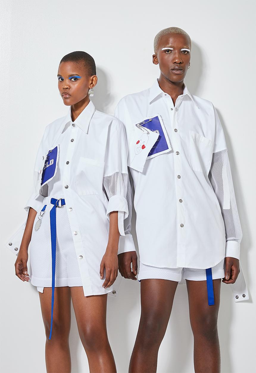 Thebe Magugu extra curricular  x CLD - Thebe Magugu extra curricular x CLD artist shirt - white