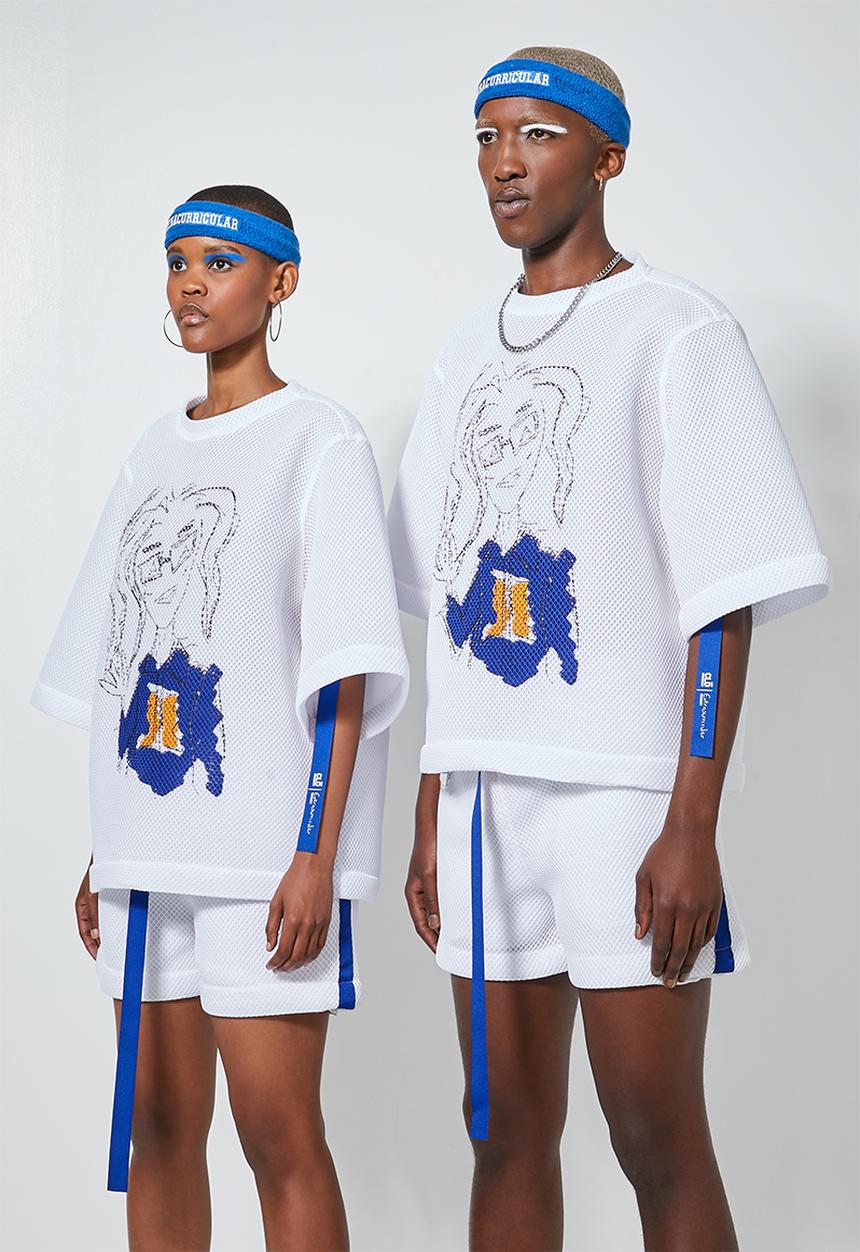 Thebe Magugu extra curricular  x CLD - Thebe Magugu extra curricular x CLD basketball tee - white