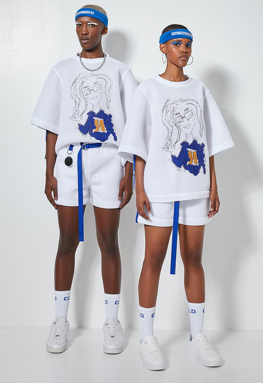 Thebe Magugu extra curricular  x CLD - Thebe Magugu extra curricular x CLD basketball tee - white