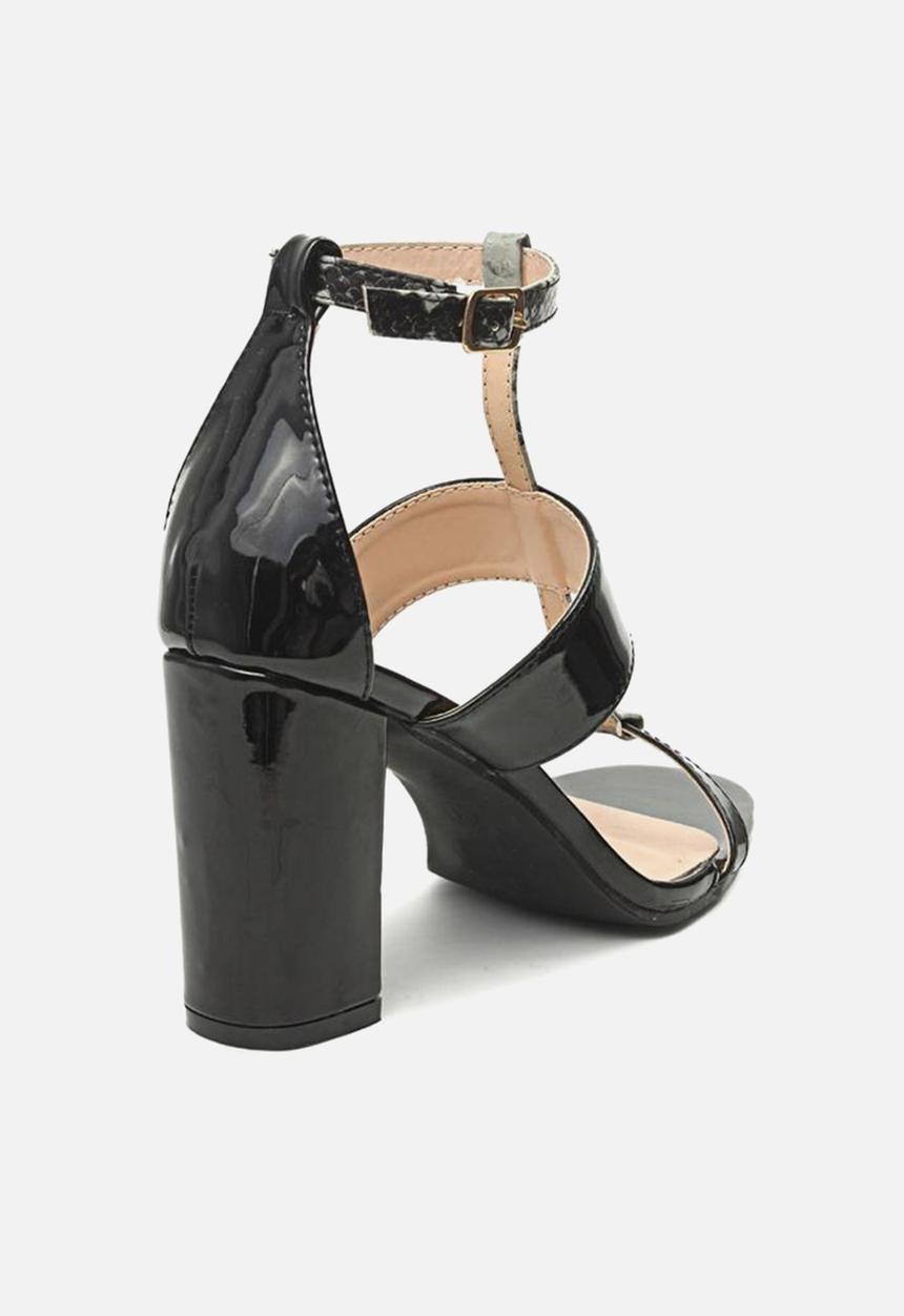Seduction - Ankle strap block heel - black