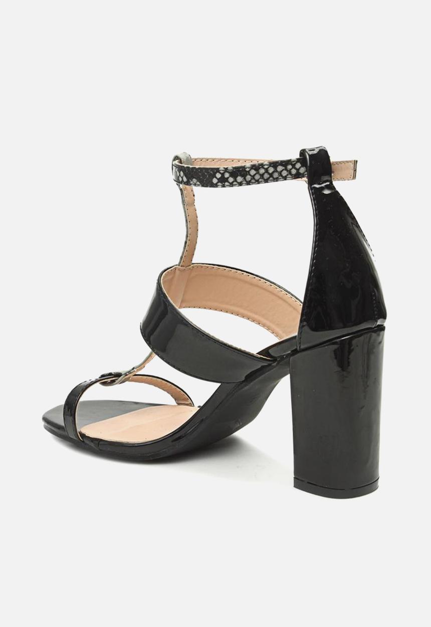 Seduction - Ankle strap block heel - black