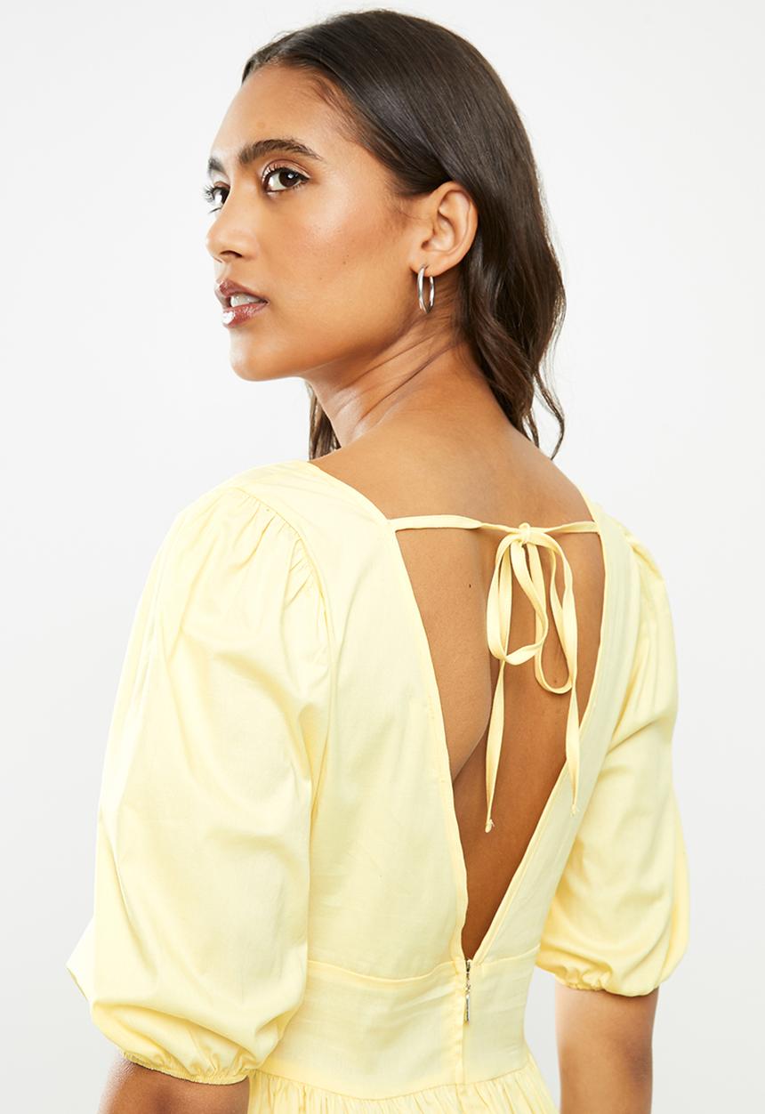 Blake - Fit & flare v-neck mini dress - lemon