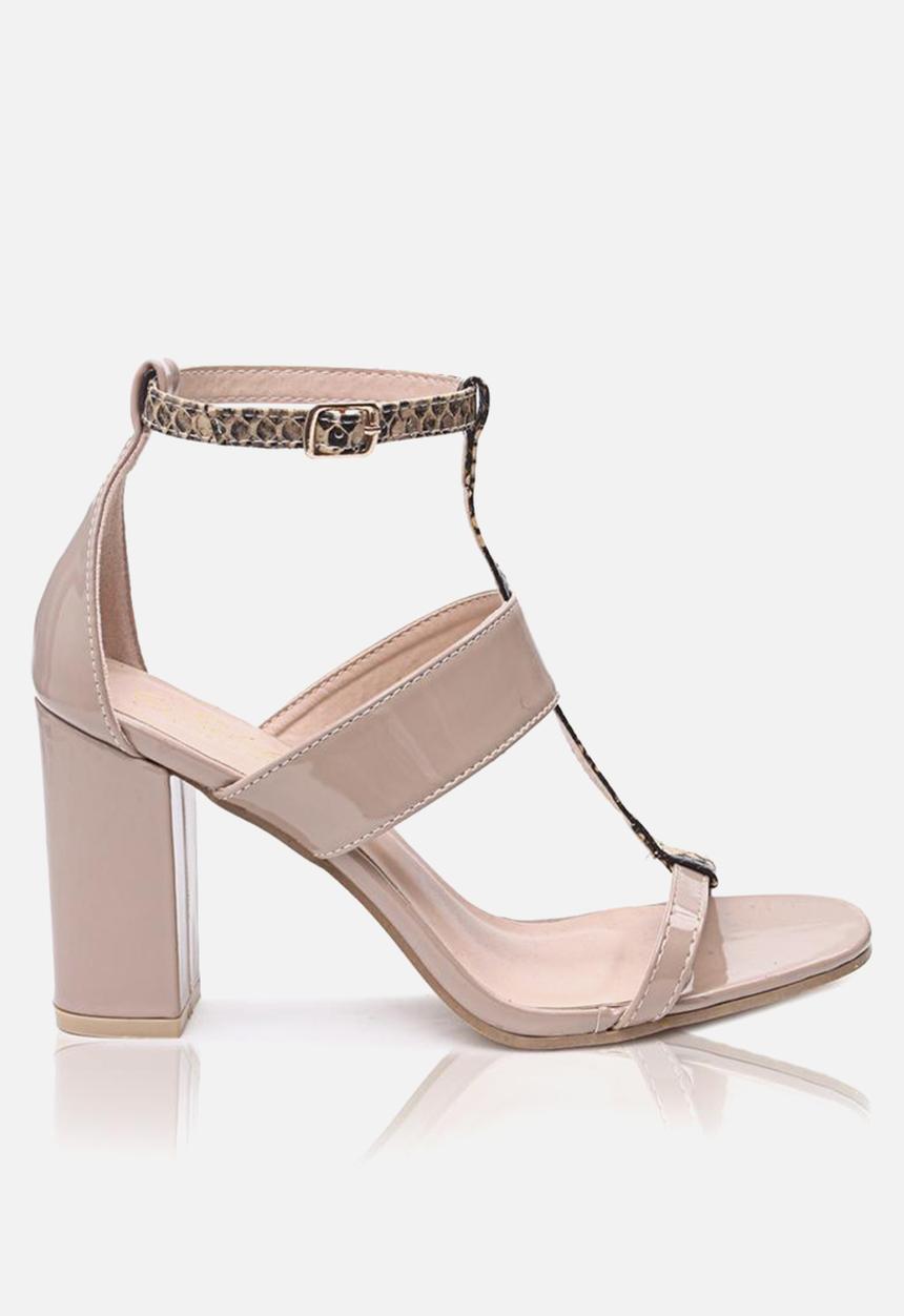 Seduction - Ankle strap block heel - taupe