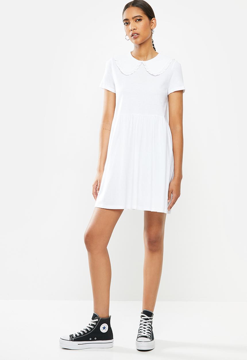 Blake - Peterpan collar babydoll mini dress - white