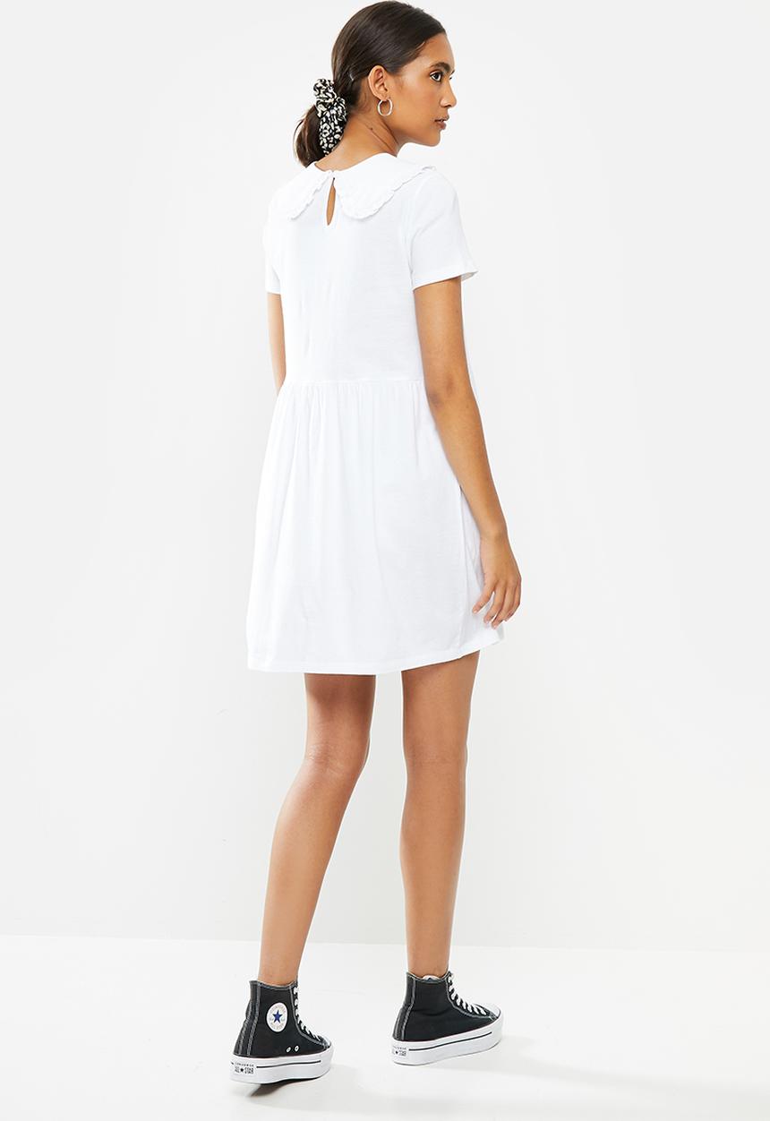 Blake - Peterpan collar babydoll mini dress - white