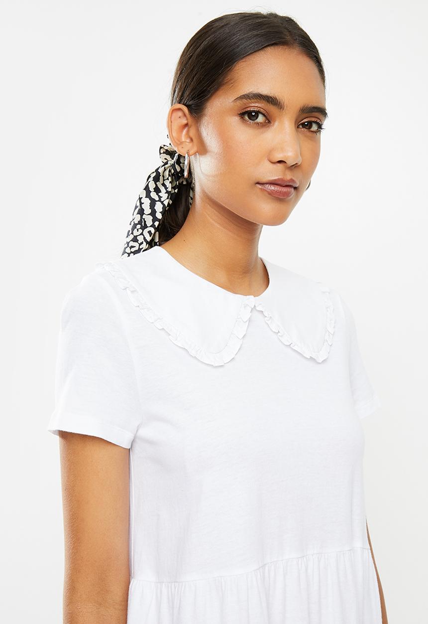 Blake - Peterpan collar babydoll mini dress - white
