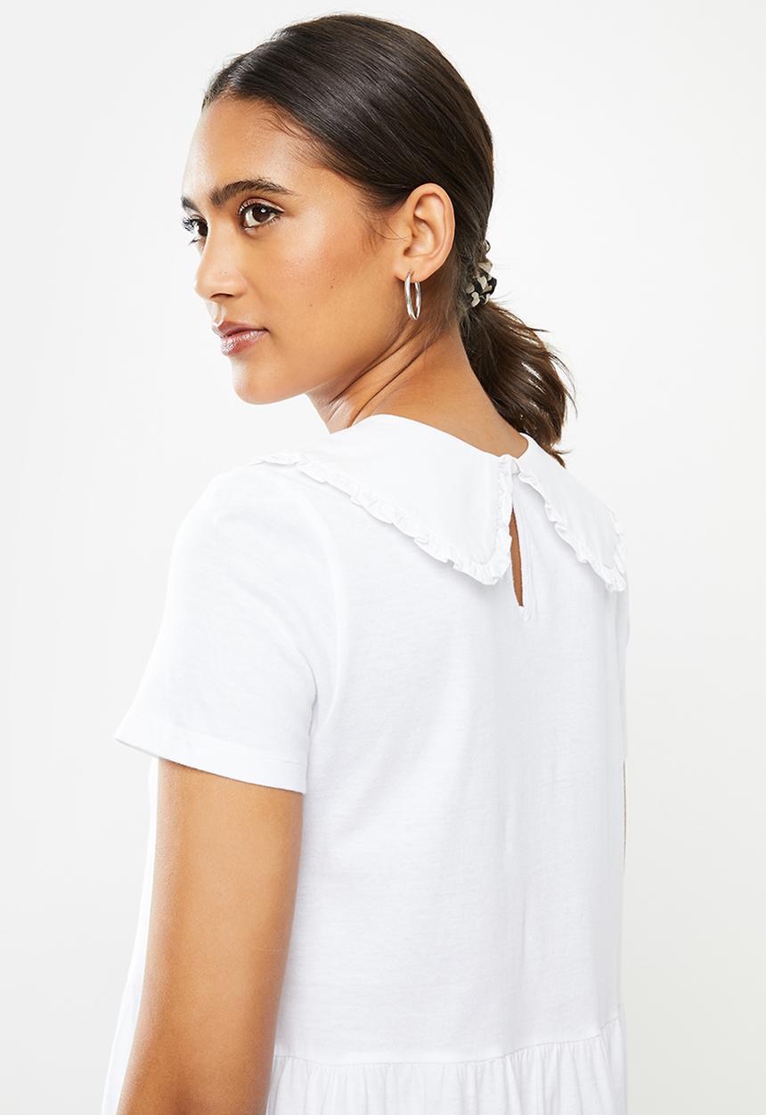 Blake - Peterpan collar babydoll mini dress - white