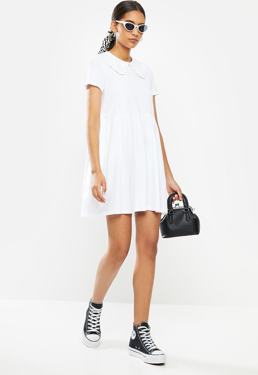Blake - Peterpan collar babydoll mini dress - white