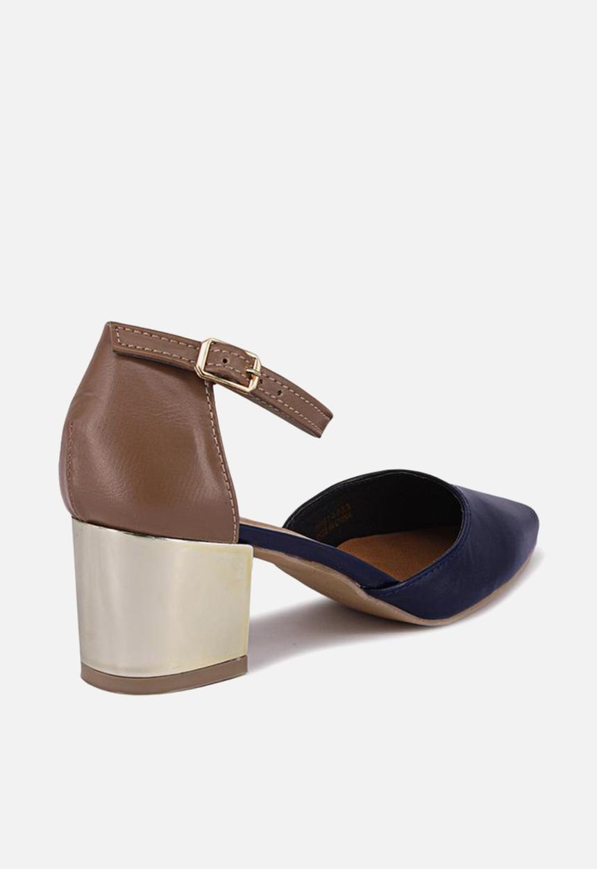 Seduction - Pointed ankle strap heel - navy 