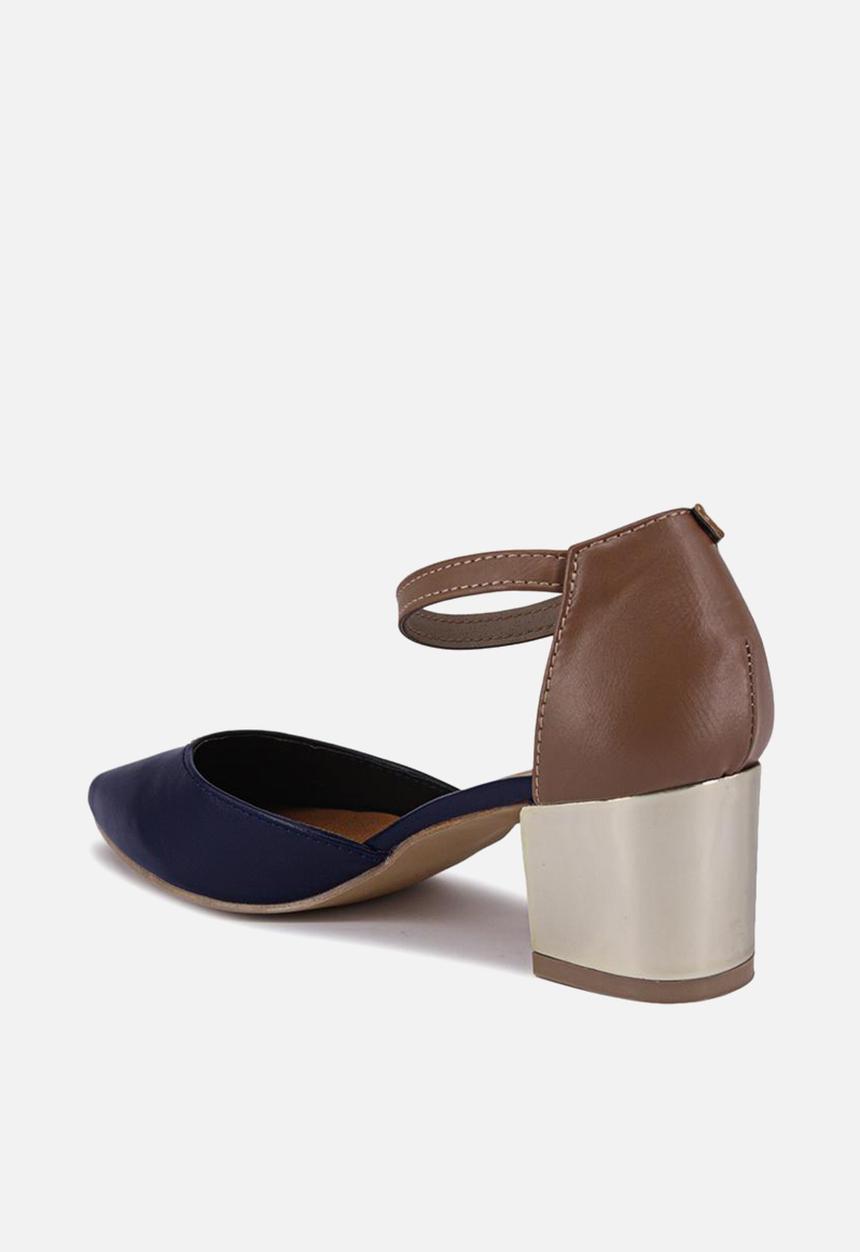 Seduction - Pointed ankle strap heel - navy 