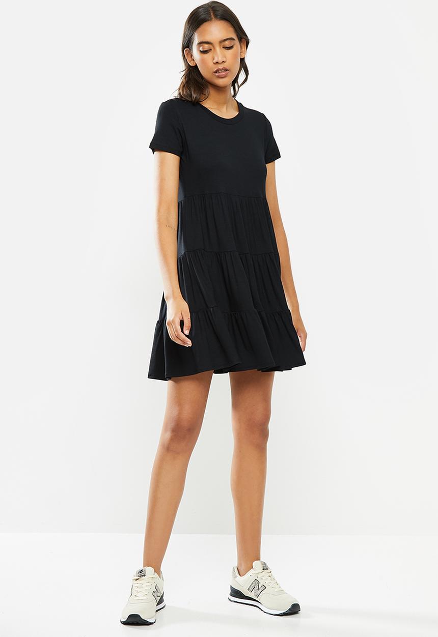 Blake - Tiered T-shirt dress - black