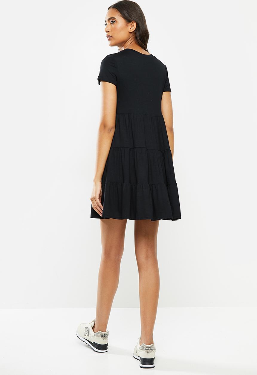 Blake - Tiered T-shirt dress - black