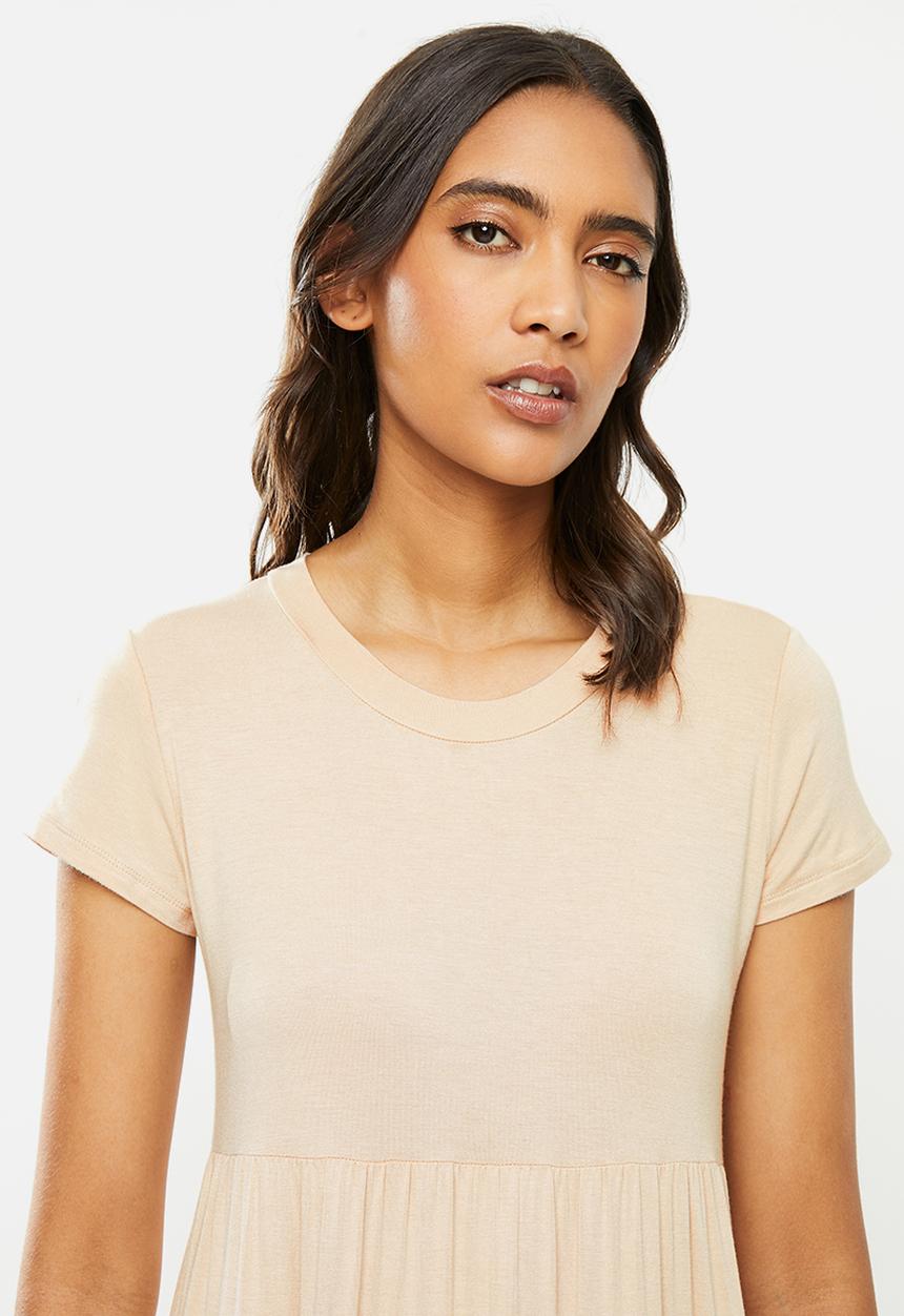 Blake - Tiered T-shirt dress-natural beige