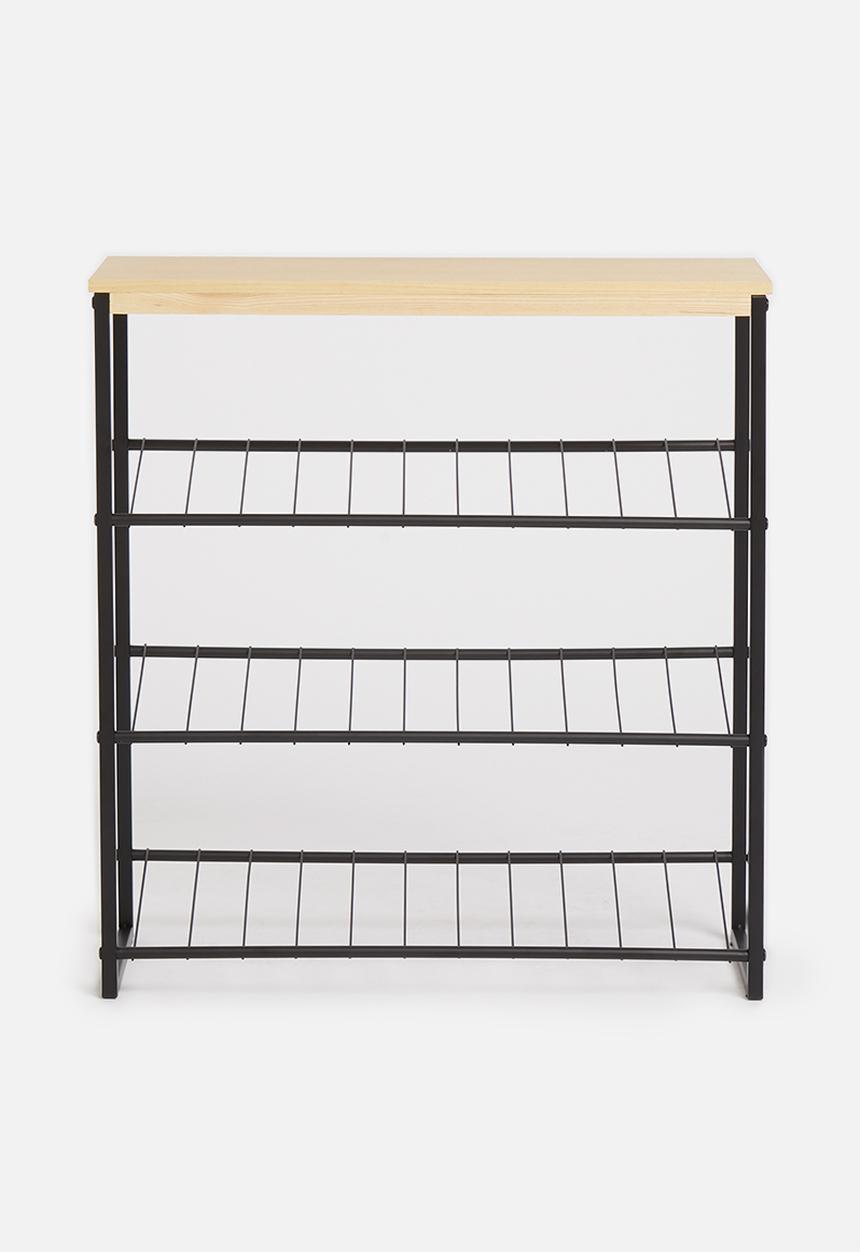 Sixth Floor - Three tier shoe rack - black & natural