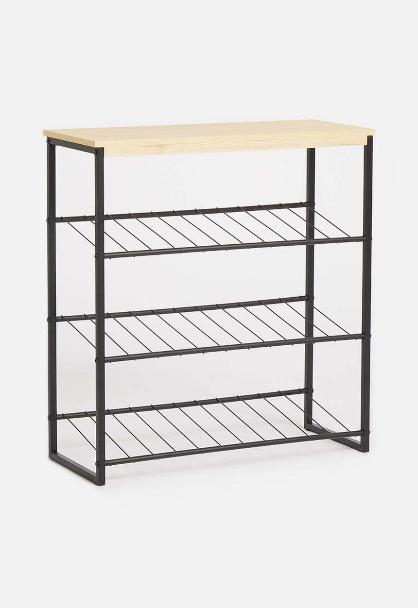Sixth Floor - Three tier shoe rack - black & natural