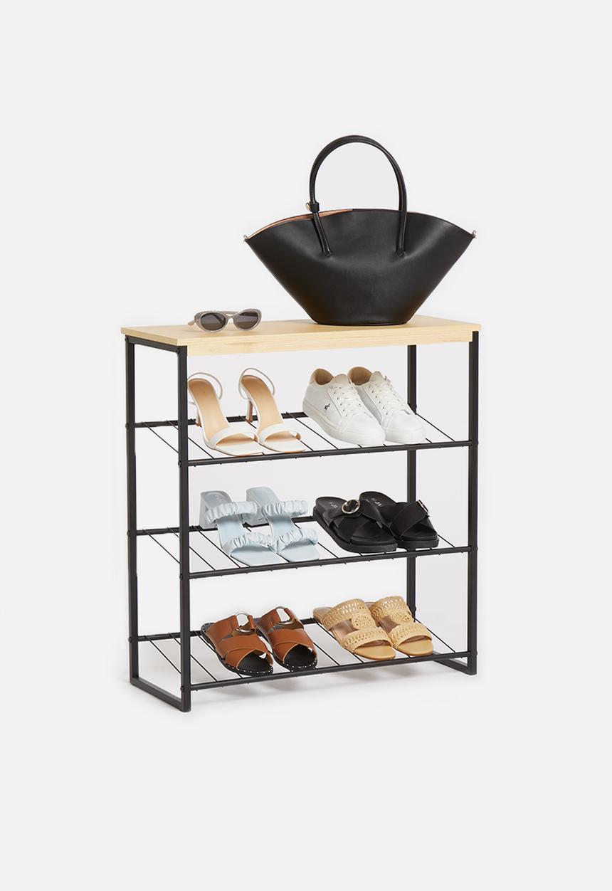 Sixth Floor - Three tier shoe rack - black & natural